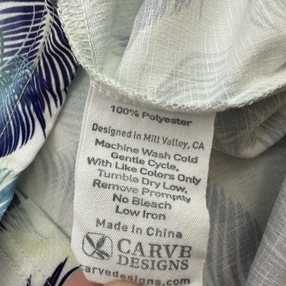 Carve Designs Tropical Leaf Print Shift Dress Size XS Blue Green Pockets Strappy - Picture 5 of 11